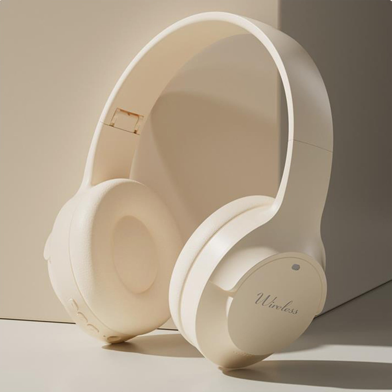 Wireless Headset with AI Noise Cancelling Microphone Bluetooth Headset - Bluetooth V5.2 Headphones with USB Dongle, Charging Base & Mic Mute for Computer/Laptop/PC/iPhone/Android/Cell Phones(Beige)