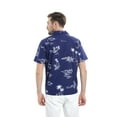 thumbnail image 3 of Men's Hawaiian Shirt Aloha Shirt 4XL the new classic navy map flamingo, 3 of 4