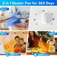 thumbnail image 4 of TRUSTECH Portable Cooling Fan, Desk Fan 2 in 1 Fan Heater Combo, 45° Tilt Air Circulator, 2 Speed, Safety Protection for Home Office, White, 4 of 7