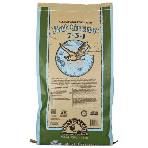 Down to Earth Bat Guano Fertilizer 7-3-1, 25 lbs.