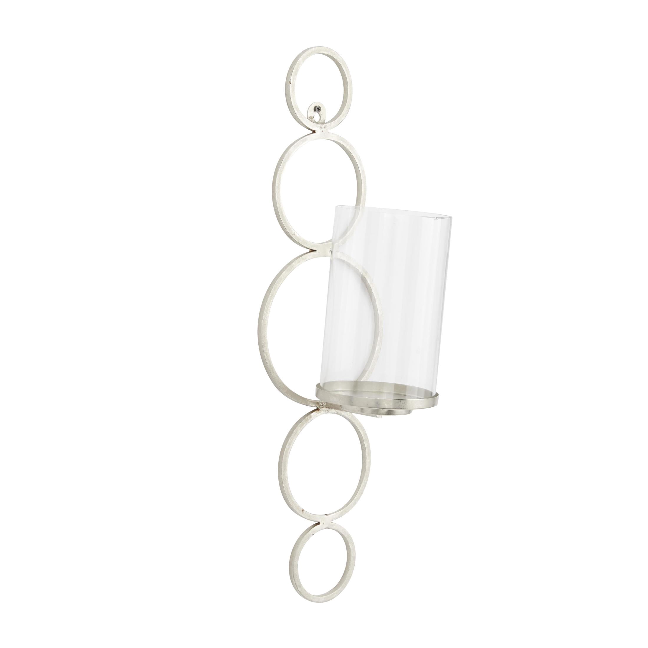 CosmoLiving by Cosmopolitan Silver Metal Wall Sconce with Glass Holder