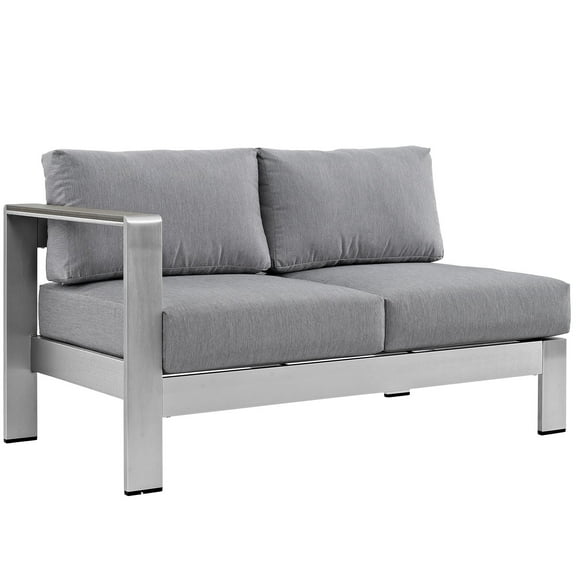 Modern Contemporary Urban Design Outdoor Patio Balcony Left Arm Corner Sofa, Grey Gray, Aluminum