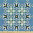 thumbnail image 2 of Ambesonne Moroccan Fabric by the Yard Upholstery, Patchwork Style Blue, 1 Yard, Blue Aqua Orange, 2 of 5