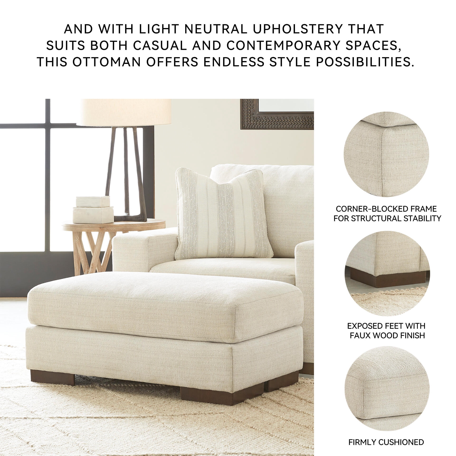 Signature Design by Ashley Contemporary Maggie Ottoman, Birch
