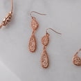 thumbnail image 3 of Humble Chic Rose Gold Druzy Teardrop Dangle Earrings for Women - Pink Drop Earrings, 3 of 6