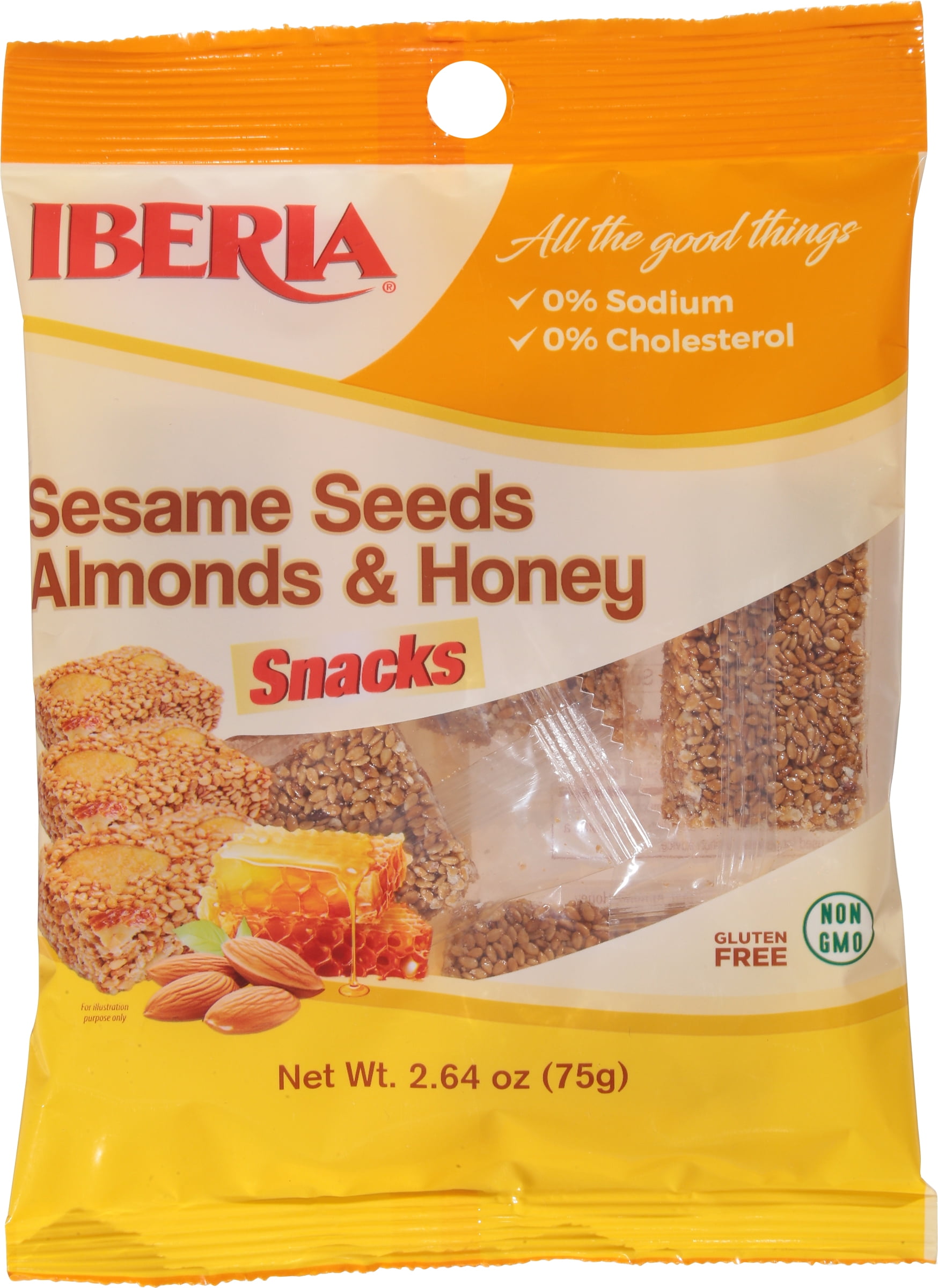 (5 pack) Iberia Sesame Honey & Almonds Snacks, 2.64 oz, Pack of 12