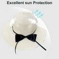 thumbnail image 4 of 56-58 cm hat circumference female bow straw hat summer big brim sun hat outdoor travel sunscreen beach sun hat, 4 of 5