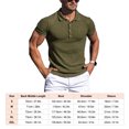 thumbnail image 2 of Camisas musculosas de manga corta para hombre, camisa de entrenamiento ajustada a rayas de Color puro con cuello vuelto, OD verde XXL, 2 of 2