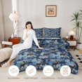 thumbnail image 3 of Castle Fairy Vintage Camo Moose Full Size Comforter Sets 3-Piece,Polka Dots Bedding Comforter Set,Medium Blue,Navy Blue Reversible,1 Comforter and 2 Pillowcases, 3 of 6