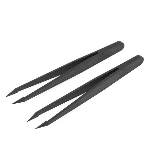 Unique Bargains Black Wooden Pointed Tip Precision Anti-static Tweezers 12cm Pair