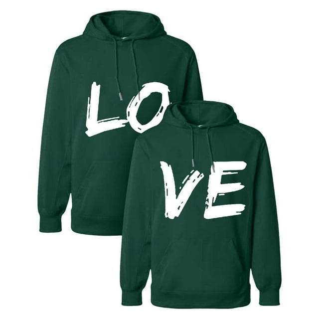 WEAIXIMIUNG Cute Sweatshirts Couple Plus Thick Hooded Letter Print Solid Color Plus Size Hoodie (Women's)