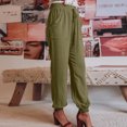 thumbnail image 3 of Pantalones holgados para mujer Pantalones de salón con cordón Color sólido Estilo casual Traje diario FLhrweasw Nuevo, 3 of 9