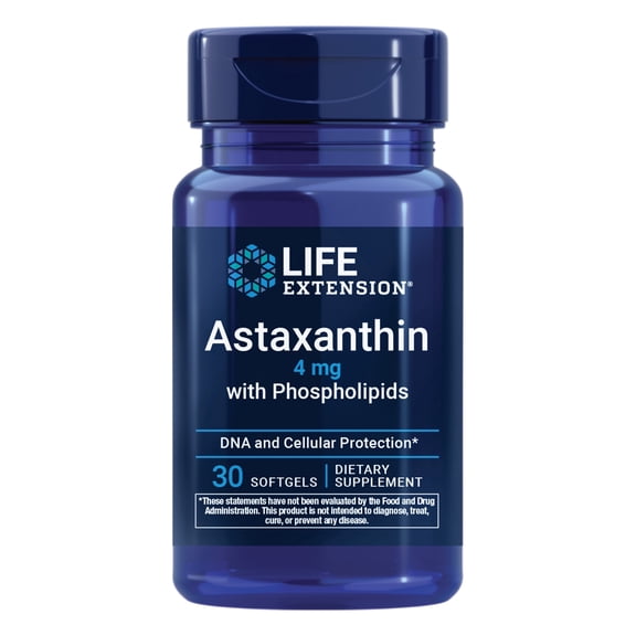 Life Extension Astaxanthin with Phospholipids – Antioxidant Support, Eye Health – Algae-Derived – Gluten-Free, Non-GMO – 30 Softgels