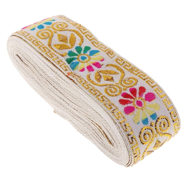 Rollo de cinta de Jacquard de costura Billuyoard decoración de manualidades DIY Blanco 45 mm x 7 m