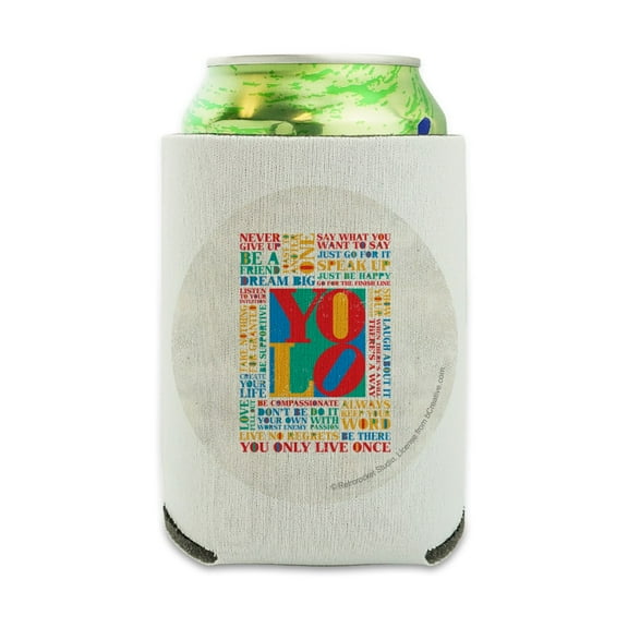You Only Live Once Inspirational Can Cooler - Drink Sleeve Hugger Collapsible Insulator - Beverage Insulated Holder