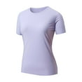 thumbnail image 2 of Tittly T Shirts for Women Spring Tops for Women Workout Tops For Women Short Sleeve Yoga Shirts Sports Gym Tshirts Running Top 80+ Sun Tshirts Shirts Basic Tees Purple XL, 2 of 8