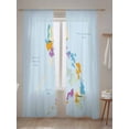 thumbnail image 5 of Sheer Curtains 84 inches Long, Modern Map Blue Sea Simplize Colorful Plate Light Filtering Sheer Window Curtains Rod Pocket Voile Drapes for Bedroom Living Room, 52"W x 84"L 2 Panels, 5 of 7