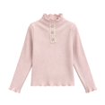 thumbnail image 3 of Sakuulaan Girls Long Sleeve Tops,Ribbed Knit Ruffle Neck Lace Button Fall Winter School Casual Shirt, 3 of 6