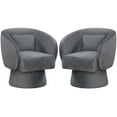 thumbnail image 1 of Gymax 2PCS Swivel Accent Chair w/ Back Removable Lumbar Pillow 360 Degree Rotating Function Gray, 1 of 10