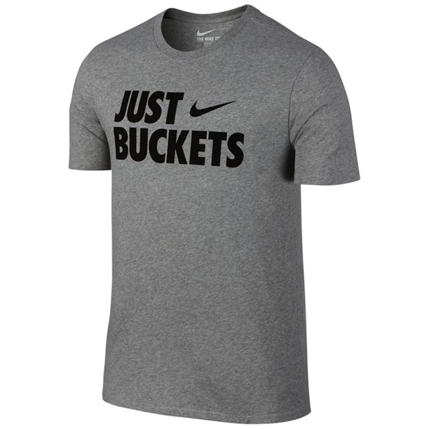 Camiseta gráfica Nike Just Buckets para hombre gris grande