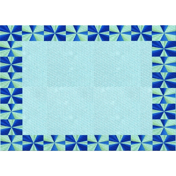 Ahgly Company Machine Washable Indoor Rectangle Transitional Blue Area Rugs, 5' x 7'