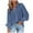 Blue, variant on UYISJ Women's Long Sleeve Blouse V Neck Lapel Shirt Casual Loose Fit Trendy Fall Pullover Solid Color Tunic Tops XXL
