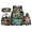 Book Nerd Capybara, variant on Mint Teal Watercolor Starfish White Stripes Children Backpack Combo, 17 Inch Ocean Coastal Theme School Bag with Thermal Lunch Pack, Pen Case and Drink Bottle Holder