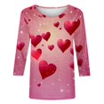 thumbnail image 4 of SOOMLON Valentines Day Shirts Women Couple Valentines Gift Casual 3/4 Sleeve Scoop Neck T Shirts Cute Love Heart Print Blouses Trendy Valentines Clothes 2025 Hot Pink XL, 4 of 5