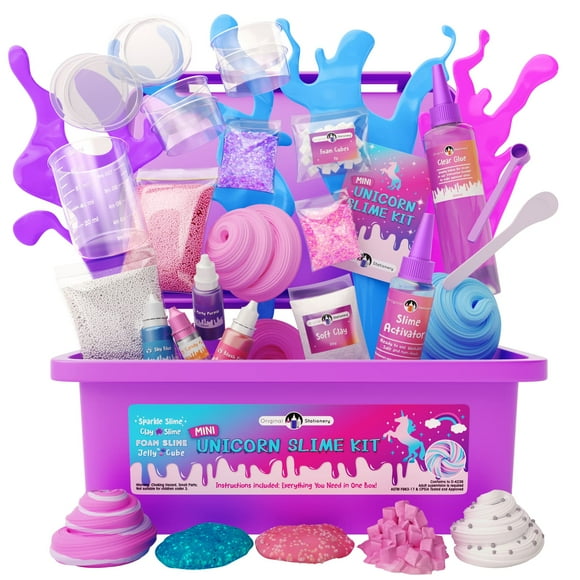 Original Stationery Mini Kit de Slime Licorne pour Filles - Enfants Peuvent Faire Scintiller Licorne, Argile, Mousse, Slime Cube Gelée