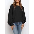 thumbnail image 3 of Women's Oversized Crewneck Sweater Batwing Puff Long Sleeve Cable Slouchy Pullover Jumper Tops, 3 of 4
