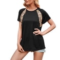 thumbnail image 1 of Minnieouse Camisa de manga corta con cuello y estampado de leopardo para mujer Prendas para la parte del cuerpo negro XL Minnieouse AP001232-04, 1 of 6