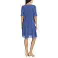 thumbnail image 2 of London Times Split Neck Tie Neck Short Sleeve Accordion Pleat Chiffon Shift Dress-BLUE / 8, 2 of 3
