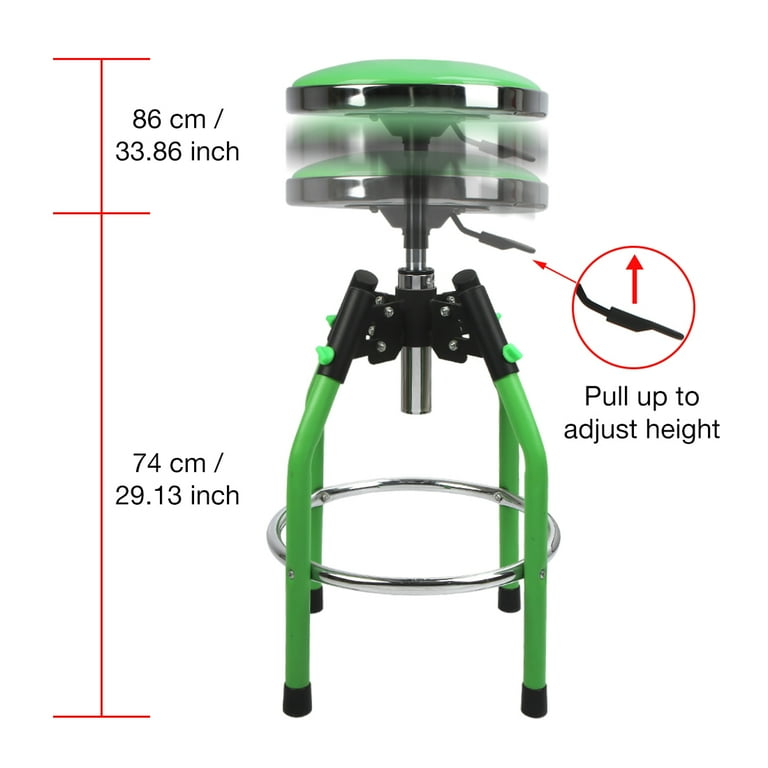 WORKPRO Heavy Duty Adjustable Hydraulic Shop Stool Garage Bar Stool 29in to 33. 86in 330 Pound Capacity Green