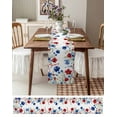 thumbnail image 6 of Red Blue Flowers 4th of July Burlap Cotton Table Runner 13x108 Inches Long, Independence Day Botanical Farmhouse Table Runners, Outdoor Dining Tablecloths Decor for Baby Shower/Party/Wedding, 6 of 6