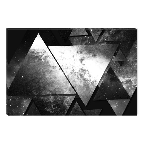 Startonight Canvas Wall Art Black and White Abstract Love Triangles, Dual View Surprise Artwork Modern Framed Ready to Hang Wall Art 100% Original Art Painting 23.62 X 35.43 inch