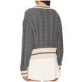 thumbnail image 4 of Amidoa Cardigan Sweater Tops for Women Button up Long Sleeve Colorblock Cable Knit Light Cardigans Womens Cardigans M, 4 of 4