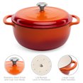 thumbnail image 6 of Best Choice Products 6qt Non-Stick Enamel Cast-Iron Dutch Oven for Baking, Braising, Roasting w/ Side Handles - Orange, 6 of 7