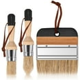 thumbnail image 2 of 3Pcs Wax Brushes Set with Flat Brush Pointed Brush Round Head Brush Natural Bristle Paint Brushes with Wooden Handle Chalk Paint Brushes Set for Furniture Milk Paint, 2 of 10