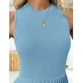 thumbnail image 5 of Yesfashion Women's Sleeveless Pleated Dress Ruffle Hem Crew Neck Tank Knitted Elegant Midi Dresses, 5 of 8
