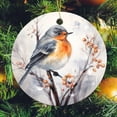 thumbnail image 6 of Christmas Ornament Snowy Tree Branch Winter Nature Scenery Cute Birds Customized Round Ceramic Ornament Birds on Branch Christmas Personalized Christmas Ornaments Xmas Gift, 6 of 8