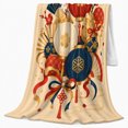 thumbnail image 2 of Japanese Ornament Balls with Plum Blossoms, Festive Asian Style for Holiday Lovers, Colorful Lantern Scene and New Year Gift, Cozy Flannel Blanket for Guest Room, Home Decor, 2 of 9
