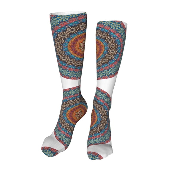 Rateoe Mandala print Women's Men's Novelty 20in Crew Socks Cotton Socks Knee High Socks for Walking,Running,Nurses,Pregnancy-One Size