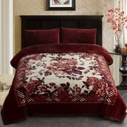 Thick Warm Winter Fleece Blanket For King Bed 2 Ply Reversible Soft Raschel Blanket,85x93,10lb