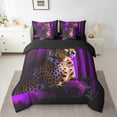 thumbnail image 2 of YST Leopard Rose Comforter Set, 7-Piece, Abstract Purple Ombre, King Size, 2 of 5
