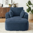 thumbnail image 3 of Oversized Corduroy Chaise Lounge Chair In Neutral Colour Comfy 1 Seat Sofa Couch For Living Room Dorm Apartment, 3 of 10