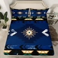 thumbnail image 2 of Manfei Ancient Aztec Theme Full Size Sheets,Darkblue Geometric Geometry Bed Sheets,Boho Bohemain Flower Sheet Sets,Microfiber Bedroom Decorative,4pcs, 2 of 7