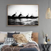 wall26 Floating Framed Canvas Wall Art for Living Room, Bedroom Black and White Water Canvas Prints for Home Decoration Ready to Hang - 24x36 inches