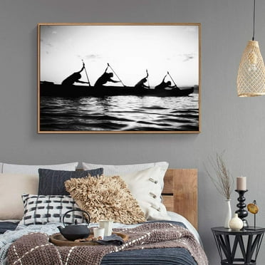 wall26 Floating Framed Canvas Wall Art for Living Room, Bedroom Black and White Water Canvas Prints for Home Decoration Ready to Hang - 24x36 inches
