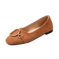 thumbnail image 2 of Domzle Womens Ballet Flats Suede Slip On Dress Shoes | Comfortable Round Toe Loafers,Low Heel,Cute Office Work Casual Shoes Brown 36, 2 of 6