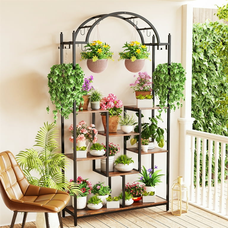 Wisfor Heavy Duty Metal Arched Plant Stand, 5 Tier Flower Pot